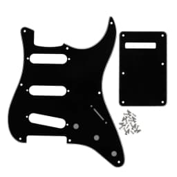 FLEOR Set of Vintage 8 Holes ST Pickguard SSS Guitar Back Plate & Screws for Electric Guitar Parts, 7 Colors Choose