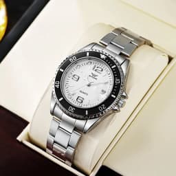 Classic Men's Quartz Watch High Quality Luxury Round Business Sport Wristwatch Relogio Stainless Steel Date Clock (Without Box)