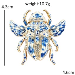 Wuli&baby Lovely Beetle Brooches For Women Men 4-color Rhinestone Blue-and-white Porcelain Insects Party Casual Brooch Pins Gift