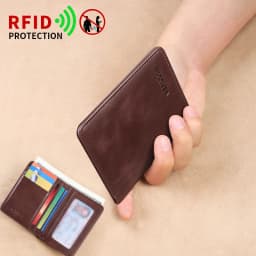 GERUOLA Vintage Leather Men's Wallet - Ultra-Thin RFID Blocking, Top-Grain Cowhide, Multi-Card Holder with Security Snap Button,