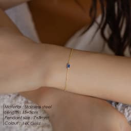 EMANCO Fashion Jewelry Stainless Steel 7*3MM Square Birthstone Bracelet Sparkling High-grade Rhinestone Bangle Gift