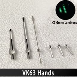 VK63 Hands High Quality VK63 Watch Hands Racing Hands C3 Green Luminous Watch Hands VK 63 Quartz Movement Men's Watches Parts