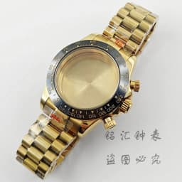 VK63 40mm Daytona Black Bezel Presidential Bracelet Watch Case Sapphire Glass Watch Accessories for VK63 VK64 Quartz Movement