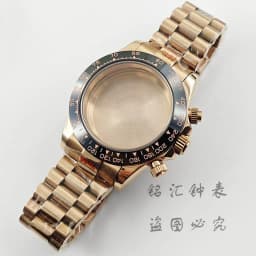 VK63 40mm Daytona Black Bezel Presidential Bracelet Watch Case Sapphire Glass Watch Accessories for VK63 VK64 Quartz Movement