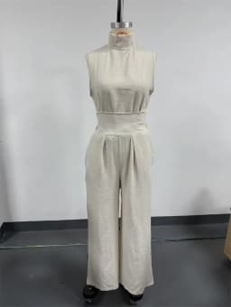 Women Summer Fashion Casual Loose Solid Suit Cotton Linen Set Sleeveless Tops Wide Leg Pants Office Ladies 2 Piece Sets 2026