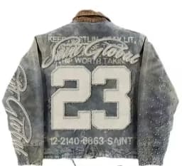 American Vintage Denim Jacket Y2K Clothes Men Women Hip Hop Letter Patchwork Embroidery Rhinestones Oversized Jacket Casual Coat