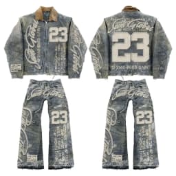 American Vintage Denim Jacket Y2K Clothes Men Women Hip Hop Letter Patchwork Embroidery Rhinestones Oversized Jacket Casual Coat
