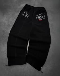 New Loose American Sports Pants Y2K Retro Trousers Men Hip Hop Personality Unique Design Embroidered Waist Elastic Jogging Pants