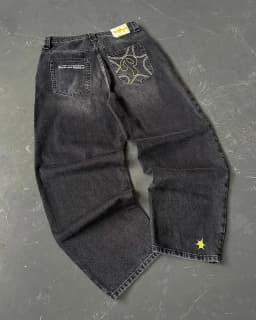 Y2K American New Trend Hip-hop Gothic Embroidered Jeans Men's Street Harajuku Leisure Loose Straight Wide-leg Pants Unisex Jeans