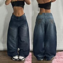 Y2K American New Trend Hip-hop Gothic Embroidered Jeans Men's Street Harajuku Leisure Loose Straight Wide-leg Pants Unisex Jeans