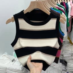 2026 Korean Style Versatile Striped Slim Tank Tops Women Summer Wearing Outside Fashion Sleeveless Top Women's Crop Tops