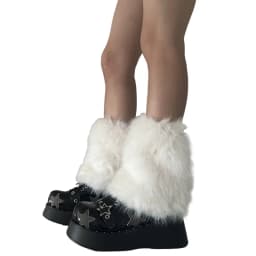 3 Colors 15cm Thicken Faux Furs Plush Leg Warmers Winter Women's Warm Footless Boot Covers Y2K JK Uniform Clothes Accessories