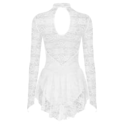 Womens Adult Long Sleeve Lace Gymnastics Tight Jumpsuit Mock Neck Figure Ice Skating Roller Skating Ballet Dance Leotard Dress