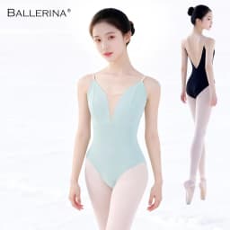 Ballet Dance Costume for Women, Ballet Leotard, Ballet Practice Costume, Deep V Sling, Black, Adulto Ballerina, 5059