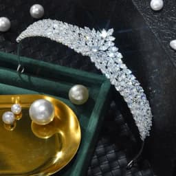 CZ Cubic Zirconia Tiaras and Crowns Headband For Brides Women Prom Pageant Headpiece Wedding Accessories Bridal Hair Jewelry