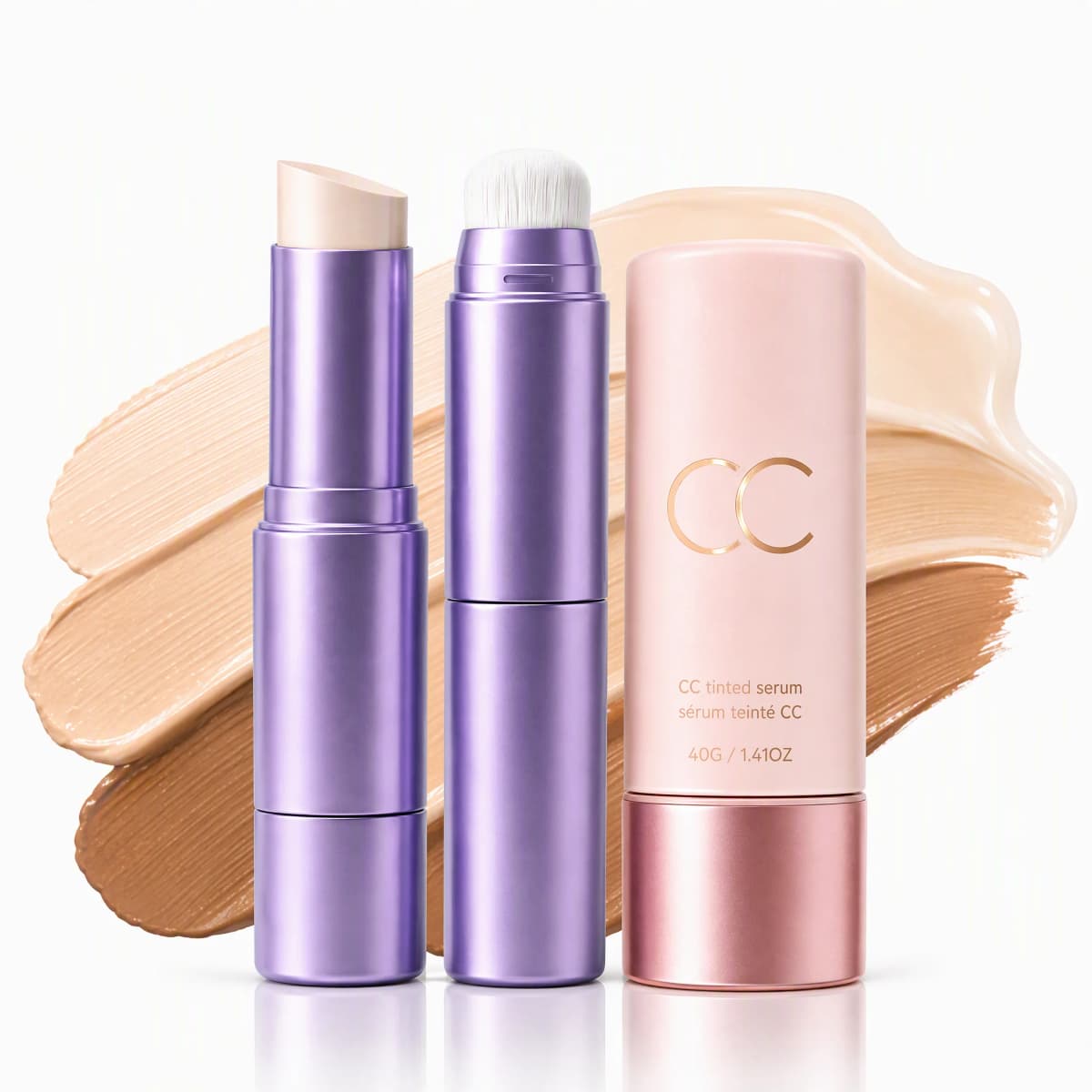 2-in-1 Color Changing Foundation Stick Natural Flawless Finish Lightweight Smooth Face Makeup Buildable Coverage for All Skin