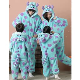 Family Monster Cosplay Sully Costume Blue Anime Outfit Coral Fleece Warm Women Men Boy Girl Halloween Christmas Onesie Jumpsuit