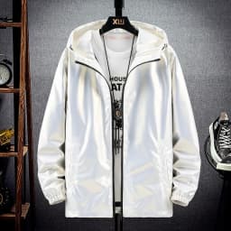 Men's Fashion Bright Surface Hooded Jackets Men Hiking Fishing Outdoor Sport Windbreak Thin Style Coats Trend Men's Clothing 7XL