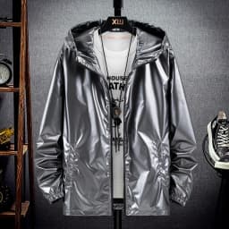 Men's Fashion Bright Surface Hooded Jackets Men Hiking Fishing Outdoor Sport Windbreak Thin Style Coats Trend Men's Clothing 7XL