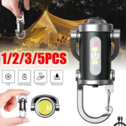 1-5PCS Mini COB Ultra Bright Rechargeable LED Flashlight Keychain Portable Waterproof Camping Pocket Lamp Keyring Hanging Light