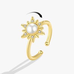 Anti-Stress And Anxiety Ring For Women Plant Flower Gold Colour Rotate Freely Fidget Metal Spinner Adjustable Open Rings Anillo
