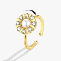 Anti-Stress And Anxiety Ring For Women Plant Flower Gold Colour Rotate Freely Fidget Metal Spinner Adjustable Open Rings Anillo