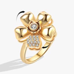 Anti-Stress And Anxiety Ring For Women Plant Flower Gold Colour Rotate Freely Fidget Metal Spinner Adjustable Open Rings Anillo