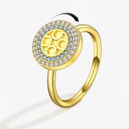 Anti-Stress And Anxiety Ring For Women Plant Flower Gold Colour Rotate Freely Fidget Metal Spinner Adjustable Open Rings Anillo