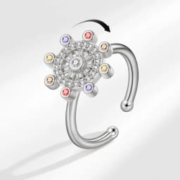 Anti-Stress And Anxiety Ring For Women Plant Flower Gold Colour Rotate Freely Fidget Metal Spinner Adjustable Open Rings Anillo