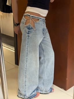 ReddaChic Star Hollow Low Waist Jeans Tall Girl ICON Glitter Diamond Loose Fit Wide Denim Leg Pants New In Hot Women Streetwear