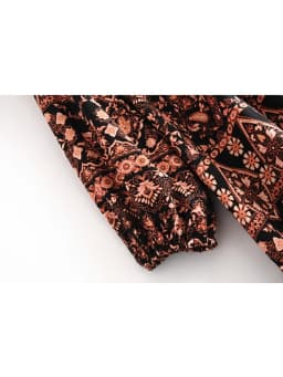 Vintage Chic Women Long Sleeve Ethnic Floral Print Beach Bohemian V-neck Maxi Dress Ladies Rayon Cotton Summer Boho Dresses
