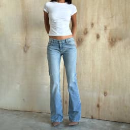 Fashion Womens Jeans Bottom Low Waist Zipper Button Solid Trousers with Pockets for Daily Casual Streetwear