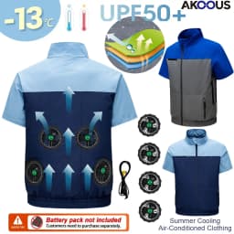 12V/5V USB Men Summer Half Sleeve Air Conditioning Clothes Fan Cooling Jacket High Temperature Outdoor Fishing Wear