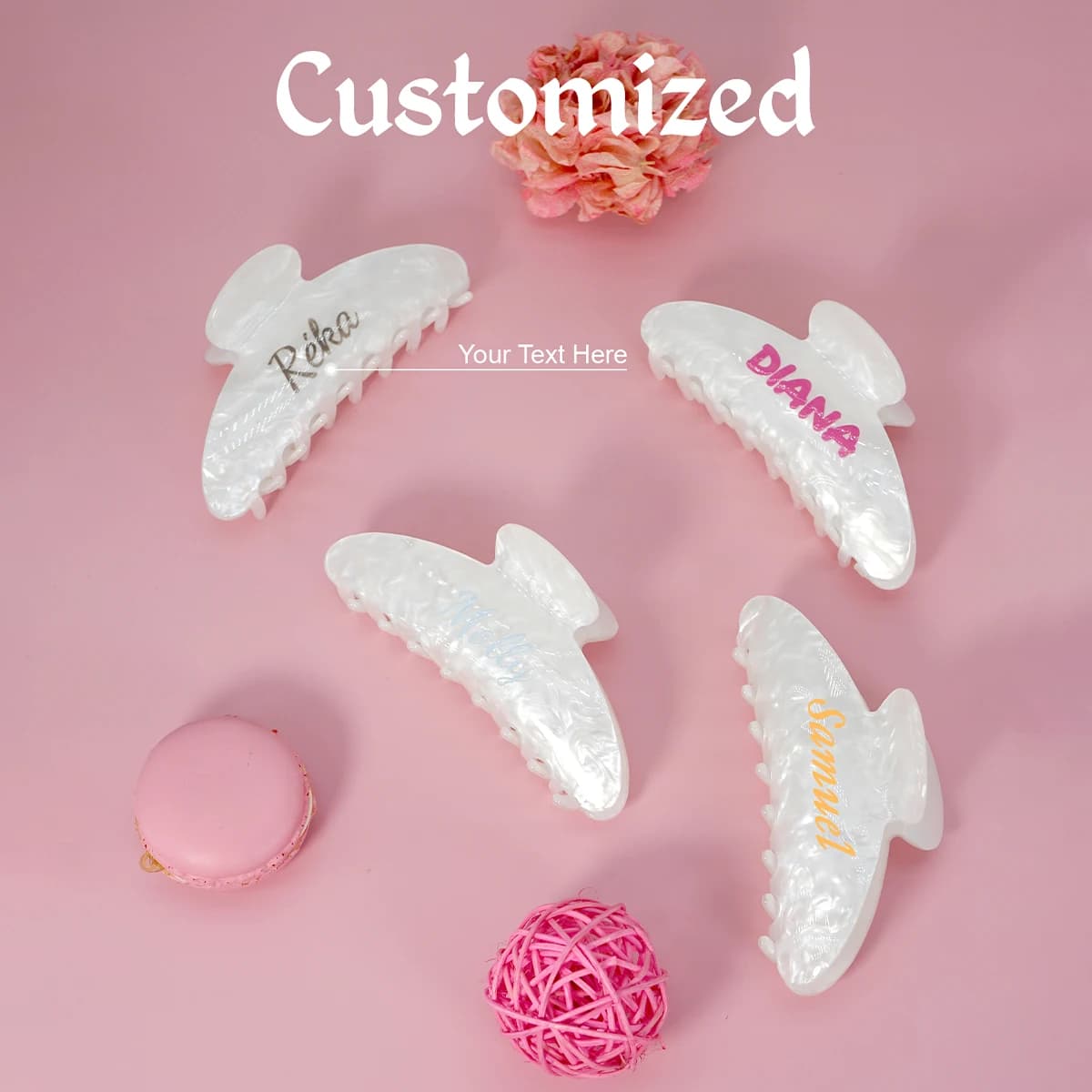 1pc Custom Logo Hair Claw Customizable Name Personalized Clip Custom Hair Claw Bridesmaid Gift Hairclips Hair Accessories