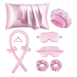 10 Pieces of Sleep Hairstyle Design Tool Set, Curling Iron and Facial Massager, 1 Pillowcase Suitable for Hair and Skin Queen SE