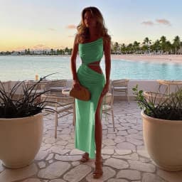 Summer Dresses For Womennew In Dresses Vacation Outfit Club Party Split Style Long Skirt Female Sexy Hollow Drawstring Dress
