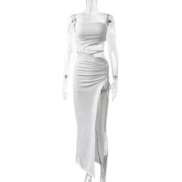 Summer Dresses For Womennew In Dresses Vacation Outfit Club Party Split Style Long Skirt Female Sexy Hollow Drawstring Dress