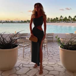 Summer Dresses For Womennew In Dresses Vacation Outfit Club Party Split Style Long Skirt Female Sexy Hollow Drawstring Dress