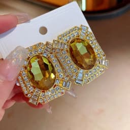 Square Rhinestone Pearl Pendant Necklaces Occidental Heavy Industry Court Style Niche Temperament Collarbone Chains Jewelry Sets