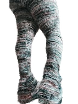 CM.YAYA Women Streetwear Knit Ribbed Striped Keep Warm Winter Flare Pants 2024 Fashion Active High Waist Trousers