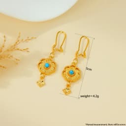 Arabic Fashion Beads Charm Earrings 21k Gold Plated Dubai Vintage Coins Drop Earring Oman Muslim Women Event Party Jewelry