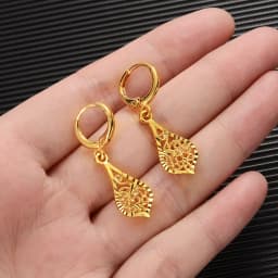 Gold Color Earrings Women's/Girls African Beautiful 24K Gold Color Plated Nicely Cute Small Ethiopian Jewelry Wedding Gift
