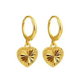 Heart Pikun Flower 24K Gold Plated Earrings or Necklace Pendant Jewelry Women Gifts for Her