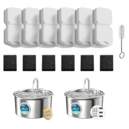 6/12 Cat Fountain Filters Sponges Set Replacement Compatible with ATMZIQXR&GIOTOHUN S11 Stainless Steel Pet Water Dispenser