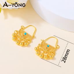 Dubai Fashion Drop Earrings 21k Gold Plated Arabic Coins Tassel Dangle Earring Ethiopia Women Bridal Wedding Party Jewelry