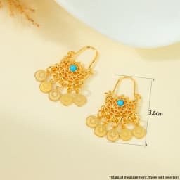 Dubai Fashion Drop Earrings 21k Gold Plated Arabic Coins Tassel Dangle Earring Ethiopia Women Bridal Wedding Party Jewelry