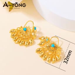 Dubai Fashion Drop Earrings 21k Gold Plated Arabic Coins Tassel Dangle Earring Ethiopia Women Bridal Wedding Party Jewelry