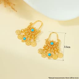 Dubai Fashion Drop Earrings 21k Gold Plated Arabic Coins Tassel Dangle Earring Ethiopia Women Bridal Wedding Party Jewelry