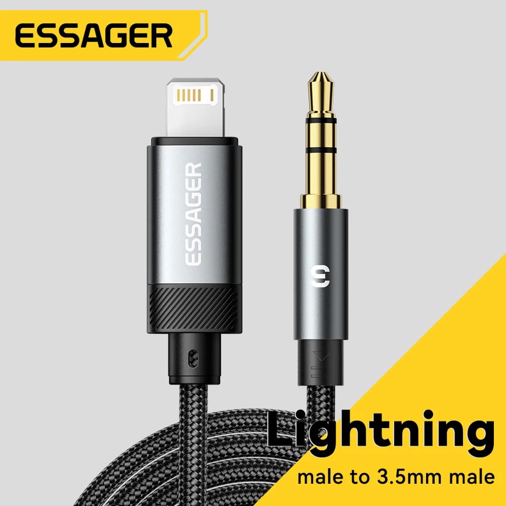 Essager Type C/USB-A/Lightning To 3.5mm Jack AUX Cable Audio Adapter for Phone Headphones Car HIFI Stereo Sound Audio Connector