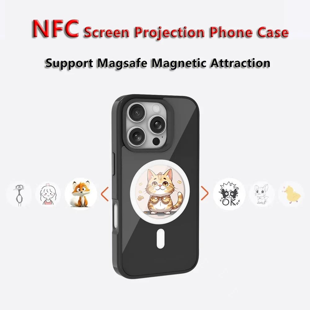 2.53 inches E-ink phone case photos Display Wireless transmission DIY screen for iphone 16/15/14/13 Round Support Magsafe 